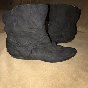 Black flat ankle boots